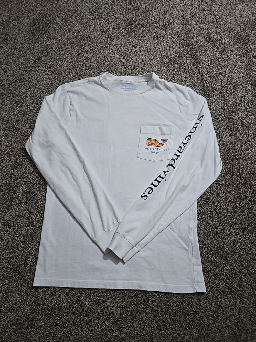 Vineyard Vines Georgia White Long-Sleeve Pocket Tee XS
